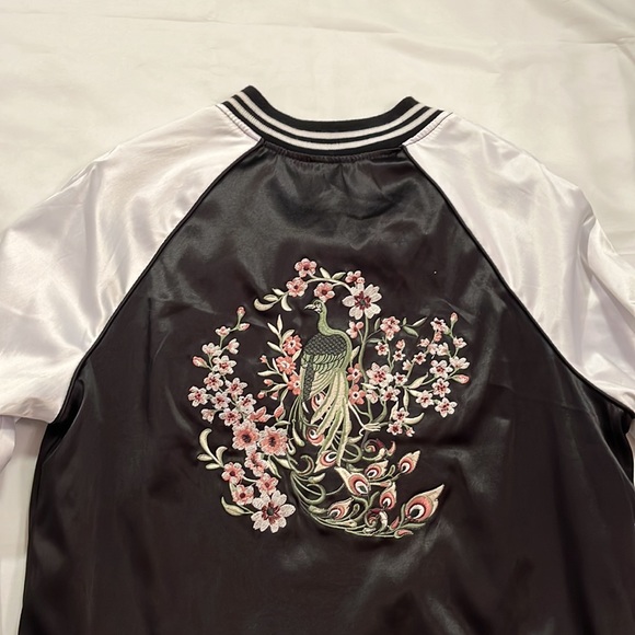 Reversible silk embroidered varsity jacket - Picture 4 of 8